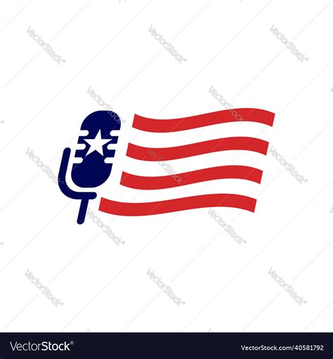 Microphone with american flag logo symbol icon Vector Image