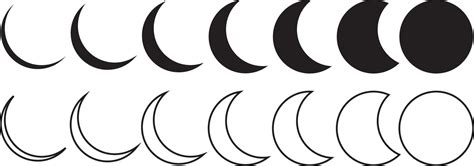 Moon phase symbol set. Crescent icon in the glyph. Moon phases ...