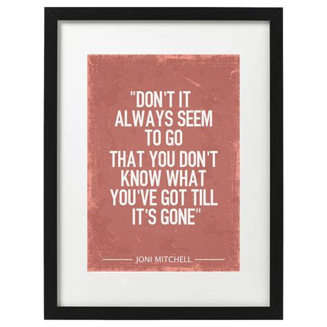 Joni Mitchell Big yellow taxi lyrics art print | Etsy