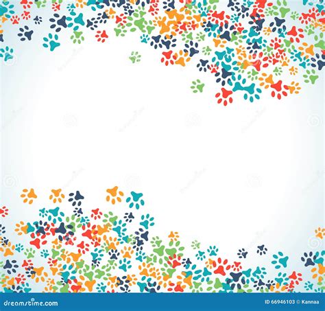 Colorful Animal Footprint Ornament Border On White Background Stock Vector - Image: 66946103