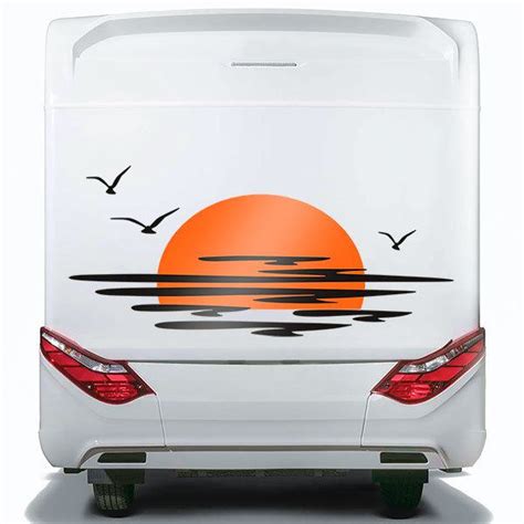 Sticker caravan Sunset among clouds and birds | MuralDecal.com