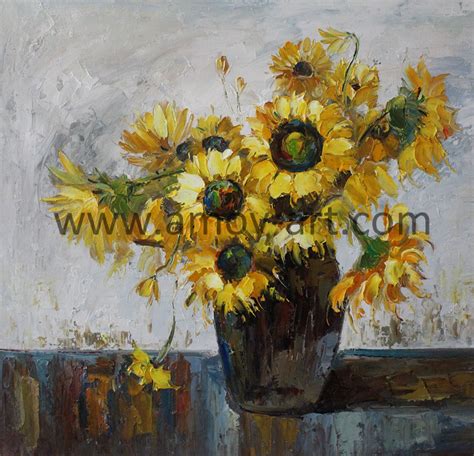 Chinese Handmade Sunflower Oil Paintings for Home Decoration - China Floral Oil Paintings and ...