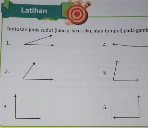 Tentukan jenis sudut lancip, siku-siku, atau tumpul) pada gambar di ...