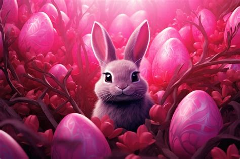 Free Photo | Easter bunny on forest background with eggs