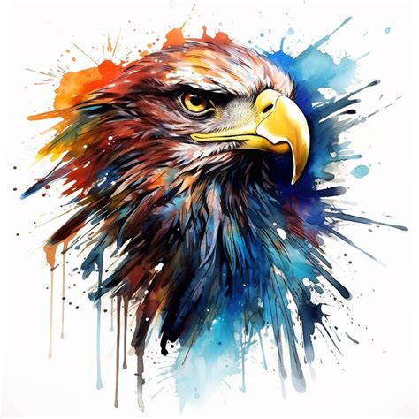 Premium AI Image | Soaring Majesty Tattoo Design of Watercolor Eagle on Flat White Background