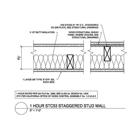 1-Hour STC 53 Staggered Stud Wall - WoodWorks | Wood Products Council