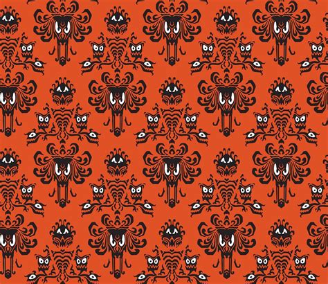 Orange Disney Haunted Mansion Print Wallpaper Fabric Print Wallpaper ...