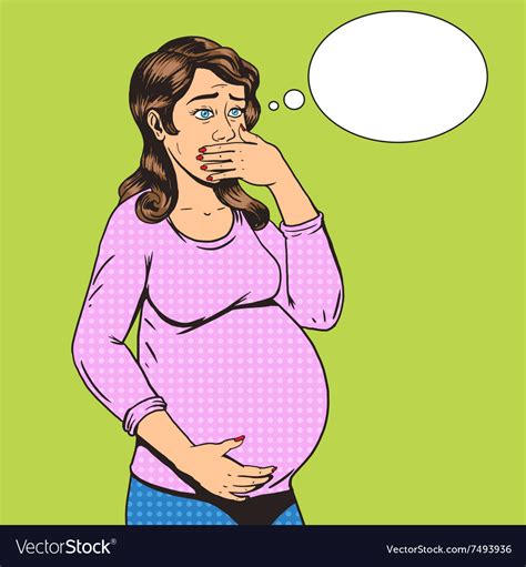 Pregnant girl comic book style Royalty Free Vector Image