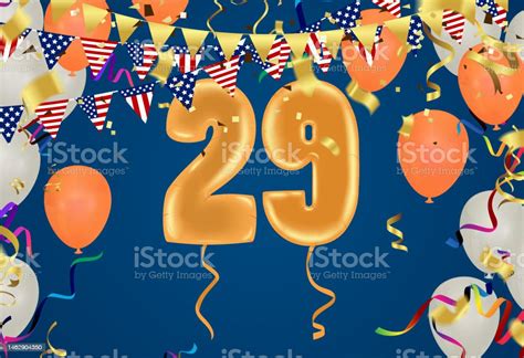 29 Birthday Happy Birthday Congratulations Poster Balloons Numbers With Sparkling Confetti ...