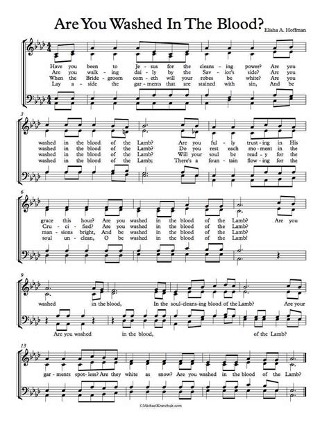 Free Choir Sheet Music – Are You Washed In The Blood? – Michael Kravchuk