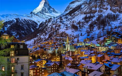 Winter at Zermatt Valley Switzerland Wallpaper Download 5120x3200