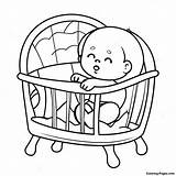 Adorable Baby In A Crib Coloring Page  Pagescom sketch template