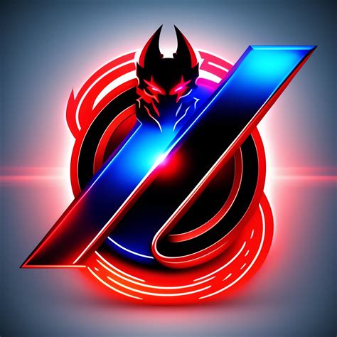 Lexica - Devil ninja warrior, blue and red light, gaming, logo