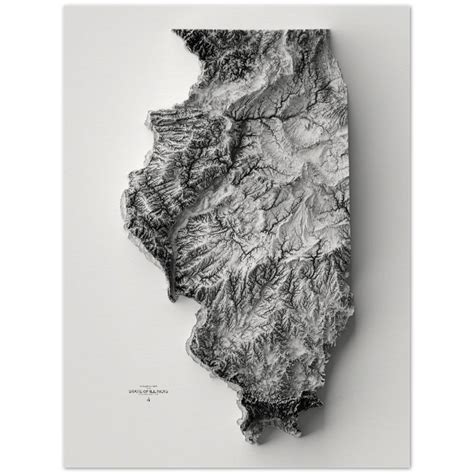 Illinois Elevation Map Wall Art Print Topographic Map - Etsy