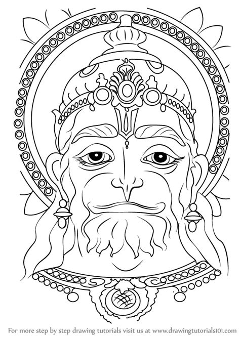 Learn How To Draw Hanuman Face Hinduism Step By Step Drawing Tutorials ...