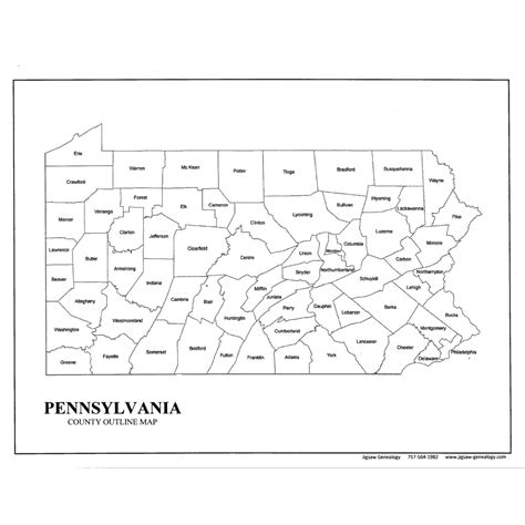 Pennsylvania County Map – Jigsaw-Genealogy