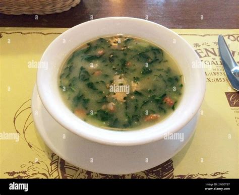 This April 2014 photo shows caldo verde at Henri’s Galley, a restaurant famed for offering some ...