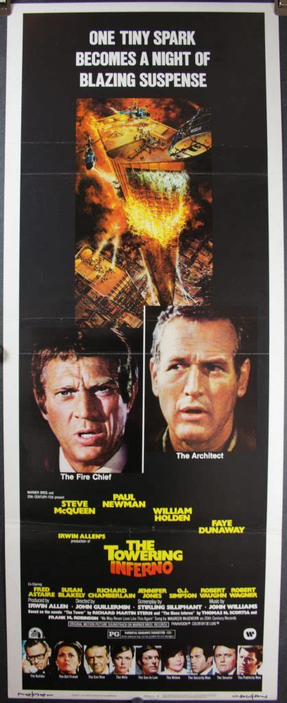 TOWERING INFERNO, Original Vintage Steve McQueen Insert Movie Poster - Original Vintage Movie ...