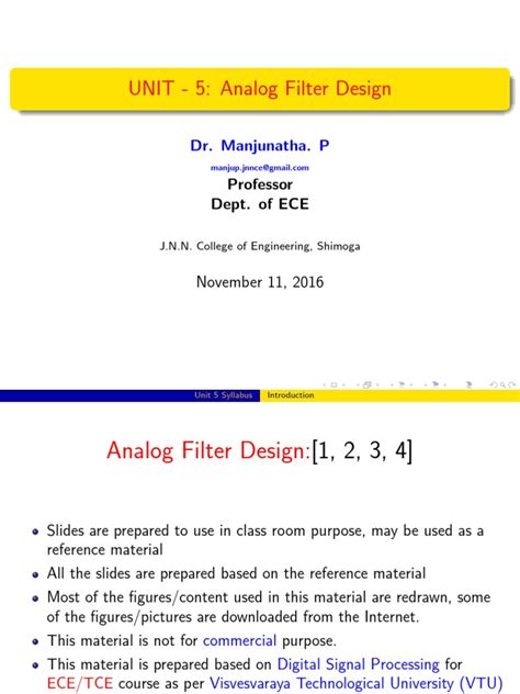 Analog Filter Design PDF | PDF | Low Pass Filter | Filter (Signal Processing)