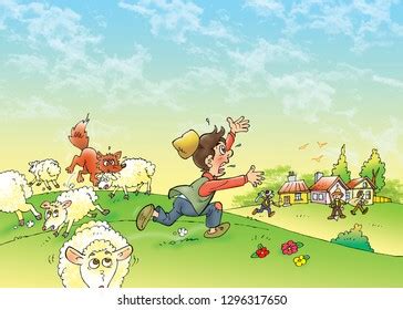 Childrens Fairy Tales Liar Shepherd Stock Illustration 1296317650 | Shutterstock