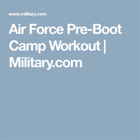 Air Force Pre-Boot Camp Workout | Military.com | Boot camp workout ...