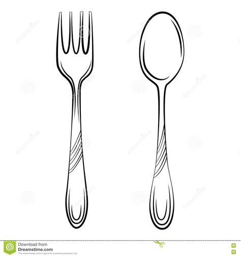 Spoon And Fork Sketch Illustration. Simple Design Elements ... | Spoon drawing, Crown wall decor ...