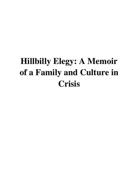 Hillbilly Elegy PDF - J. D. Vance A Memoir of a Family and Culture in ...