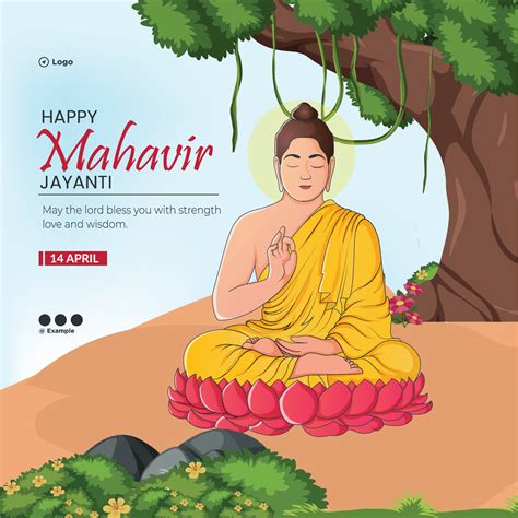 Happy Mahavir Jayanti graphic banner template in simple and modern illustrative style 21481376 ...