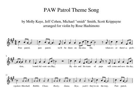 PAW Patrol From 'PAW Patrol' Sheet Music In A Major (transposable ...