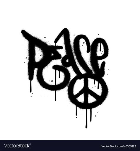 Y2k urban graffiti peace word and symbol sprayed Vector Image