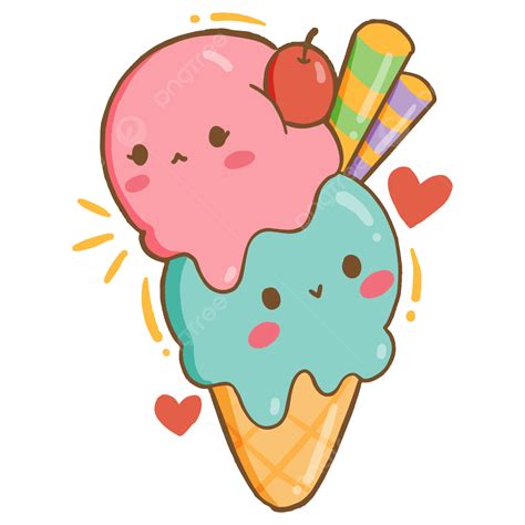 Vektor Ilustrasi Es Krim Lucu, Imut, Es Krim, Ilustrasi PNG dan Vektor dengan Background ...