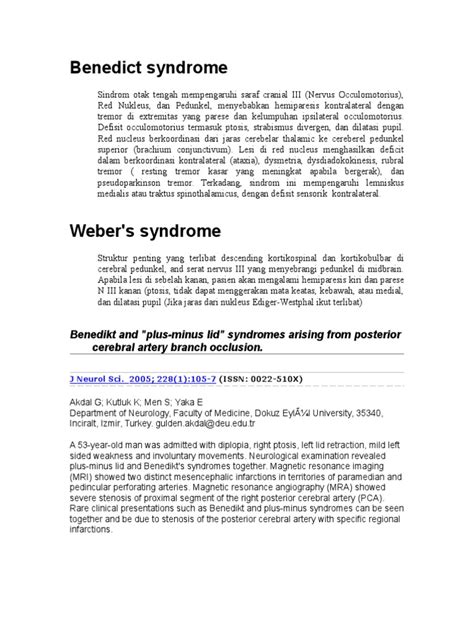 Benedict Syndrome | Brainstem | Human Head And Neck