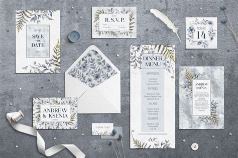 Floral wedding cards set By Anastasia Koba | TheHungryJPEG