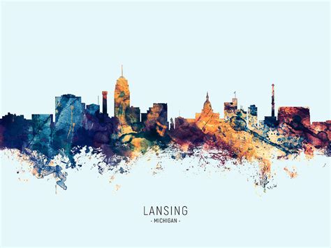 Lansing Michigan Skyline Digital Art by Michael Tompsett - Fine Art America