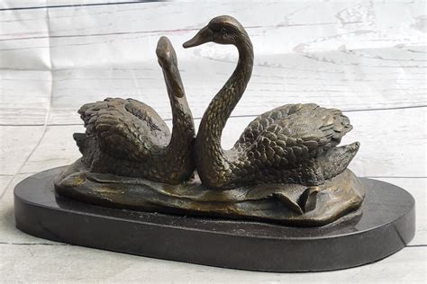 Pair of Swans Romantic Love Bronze Sculpture Statue Figure Decor on Ma – Bronzhaus