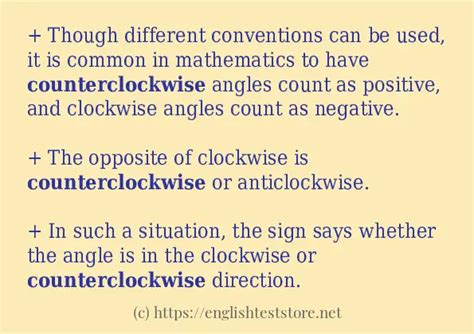 "counterclockwise" - sentence examples - EnglishTestStore Blog