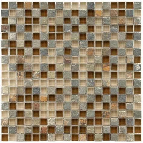 Merola Tile Tessera Mini Brixton 11-3/4 in. x 11-3/4 in. x 8 mm Glass and Stone Mosaic Tile ...