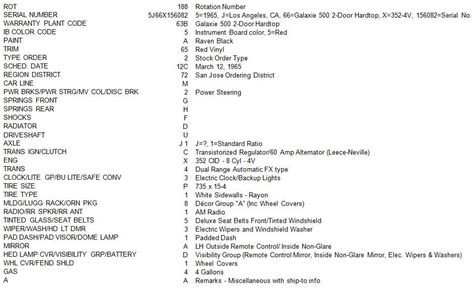 Ford build sheet by vin number