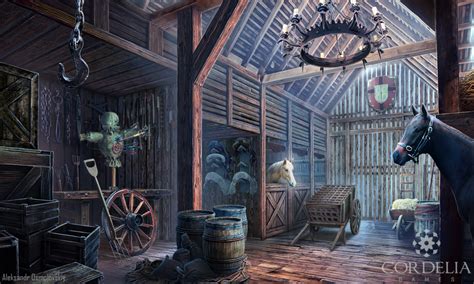 Stables - game scene by aleksandr-osm | Fantasy shop, Fantasy art landscapes, Fantasy rooms
