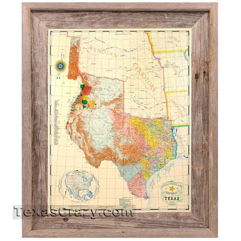 Republic of Texas Map 1845 Framed Large Historical Map Office Decor