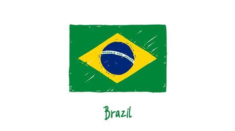 Brazil National Country Flag Marker or Pencil Sketch Illustration ...