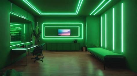 Premium Photo | Abstract green room interior with green glowing neon lamps fluorescent lamps