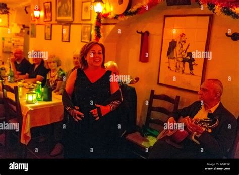 Fado music, Fado bar in the city of Lisbon, singer of fado music ...