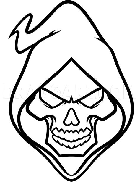 How To Draw A Grim Reaper Face, Step by Step, Drawing Guide, by Dawn | dragoart.com | Skull art ...