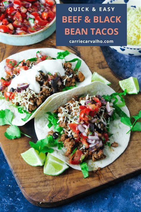 Minced Beef and Black Bean Tacos - Carrie's Kitchen