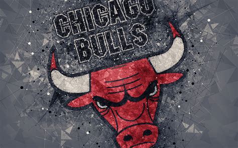 Chicago Bulls, creative logo, American Basketball Club, emblem, geometric art, NBA, gray ...