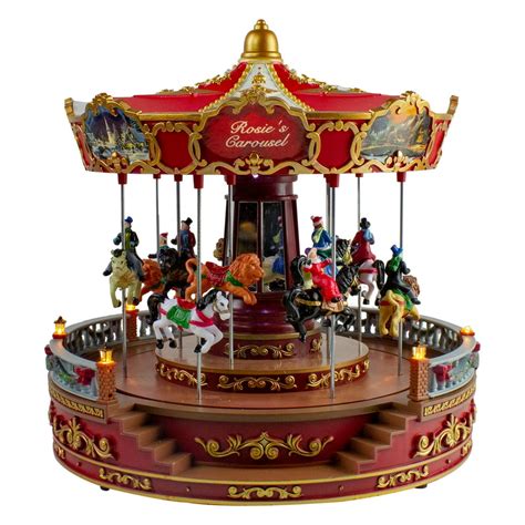 14" LED Lighted Carousel Revolving Christmas Decor with Music - Walmart ...