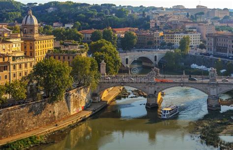 View on the Tiber River and Bridges Editorial Stock Image - Image of ...