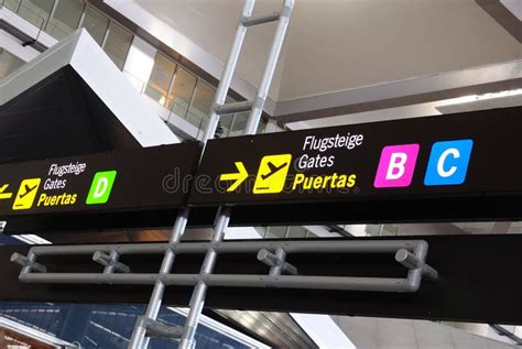 Airport Gate Signs, Malaga Airport. Royalty Free Stock Images - Image ...