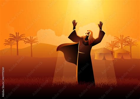 Biblical vector illustration series, God makes covenant with Abraham, God promises to bless ...